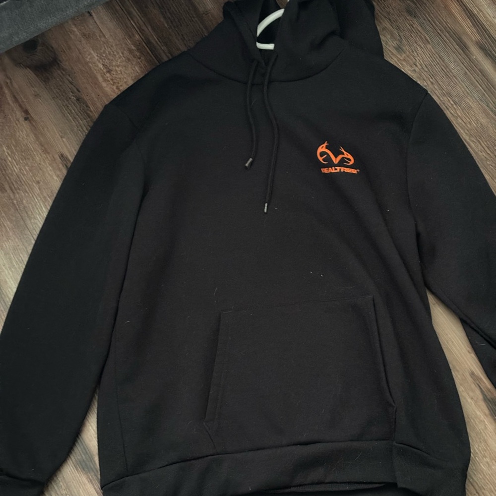 Realtree Men's Black Hoodie with Orange Logo